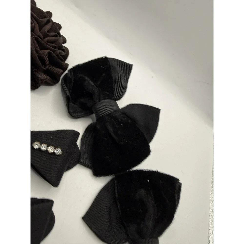 Lot of 10 Vintage Black Bows Hair Clip Barrettes Shoe Clip